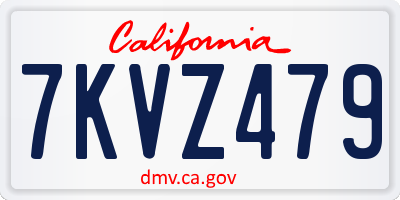 CA license plate 7KVZ479
