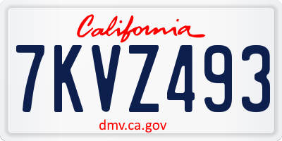 CA license plate 7KVZ493