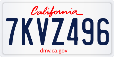 CA license plate 7KVZ496