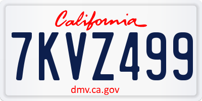 CA license plate 7KVZ499