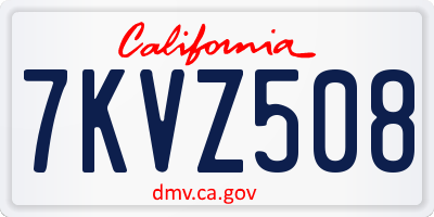 CA license plate 7KVZ508
