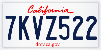 CA license plate 7KVZ522