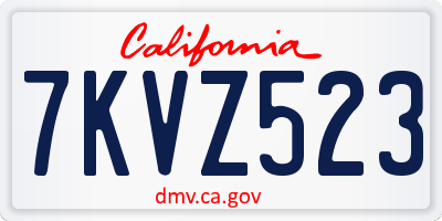 CA license plate 7KVZ523