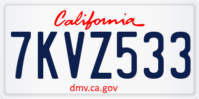 CA license plate 7KVZ533