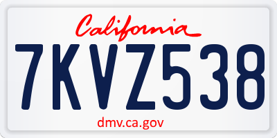 CA license plate 7KVZ538