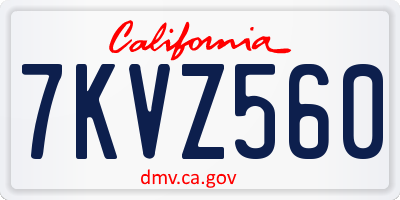 CA license plate 7KVZ560