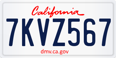 CA license plate 7KVZ567