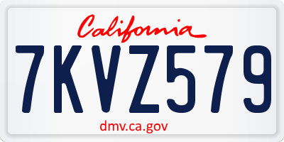 CA license plate 7KVZ579