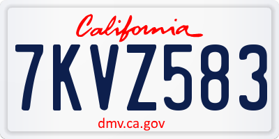 CA license plate 7KVZ583