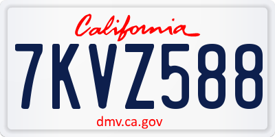 CA license plate 7KVZ588