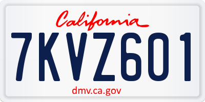 CA license plate 7KVZ601