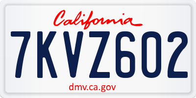 CA license plate 7KVZ602