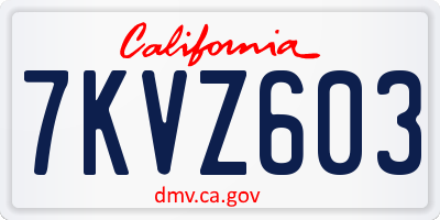 CA license plate 7KVZ603