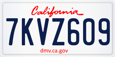 CA license plate 7KVZ609