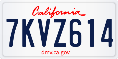 CA license plate 7KVZ614