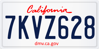 CA license plate 7KVZ628