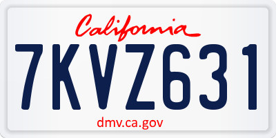 CA license plate 7KVZ631