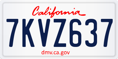 CA license plate 7KVZ637
