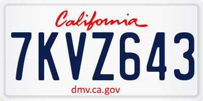 CA license plate 7KVZ643