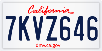 CA license plate 7KVZ646