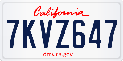 CA license plate 7KVZ647