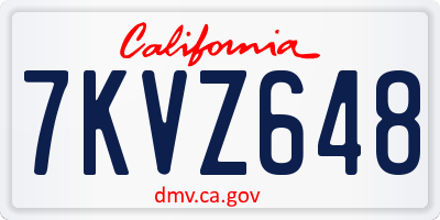 CA license plate 7KVZ648