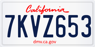 CA license plate 7KVZ653