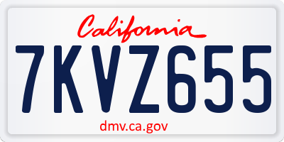 CA license plate 7KVZ655