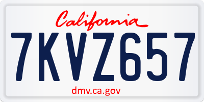 CA license plate 7KVZ657