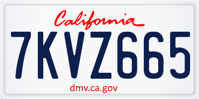 CA license plate 7KVZ665