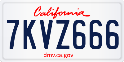 CA license plate 7KVZ666