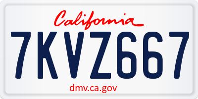 CA license plate 7KVZ667