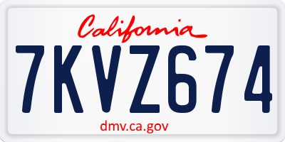 CA license plate 7KVZ674