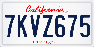 CA license plate 7KVZ675