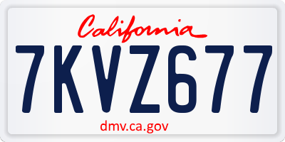 CA license plate 7KVZ677