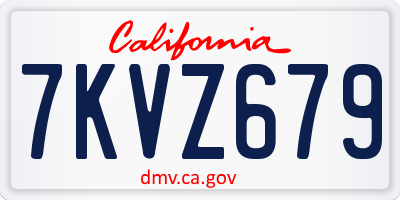CA license plate 7KVZ679