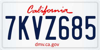 CA license plate 7KVZ685