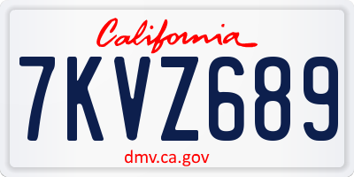 CA license plate 7KVZ689