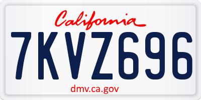 CA license plate 7KVZ696