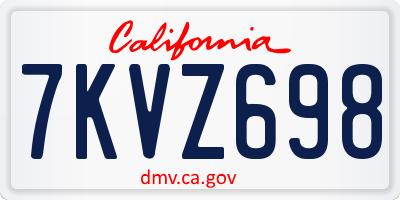 CA license plate 7KVZ698