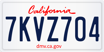 CA license plate 7KVZ704
