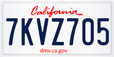 CA license plate 7KVZ705