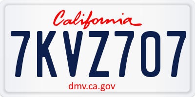 CA license plate 7KVZ707