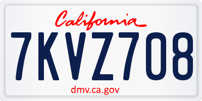 CA license plate 7KVZ708