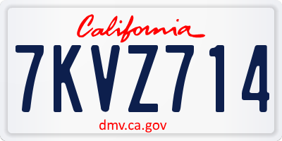 CA license plate 7KVZ714