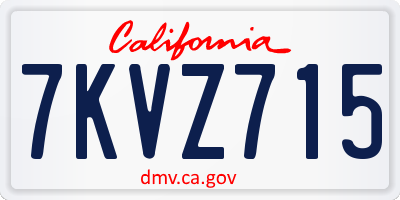 CA license plate 7KVZ715