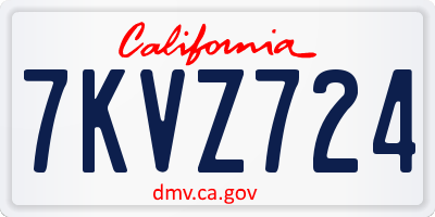 CA license plate 7KVZ724