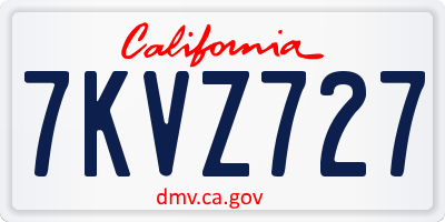 CA license plate 7KVZ727