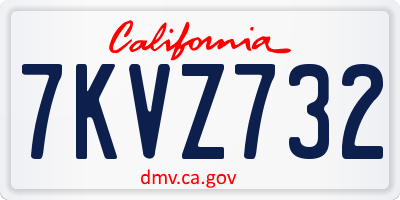 CA license plate 7KVZ732
