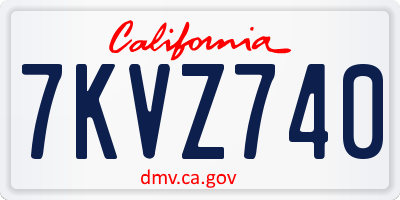 CA license plate 7KVZ740